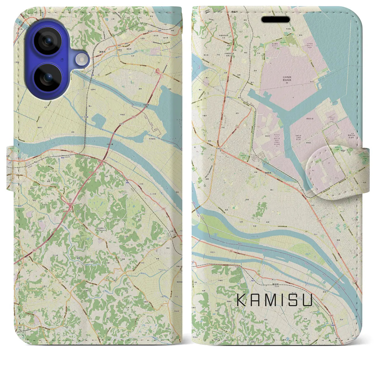 【神栖(茨城県)】地図柄iPhoneケース(手帳タイプ)ナチュラル・iPhone 16 Pro Max 用