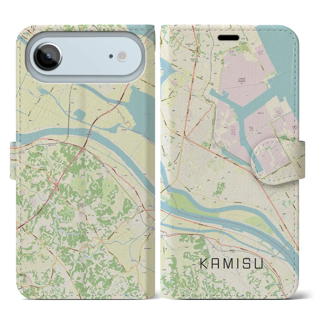 【神栖(茨城県)】地図柄iPhoneケース(手帳タイプ)ナチュラル・iPhone 17 Pro Max 用