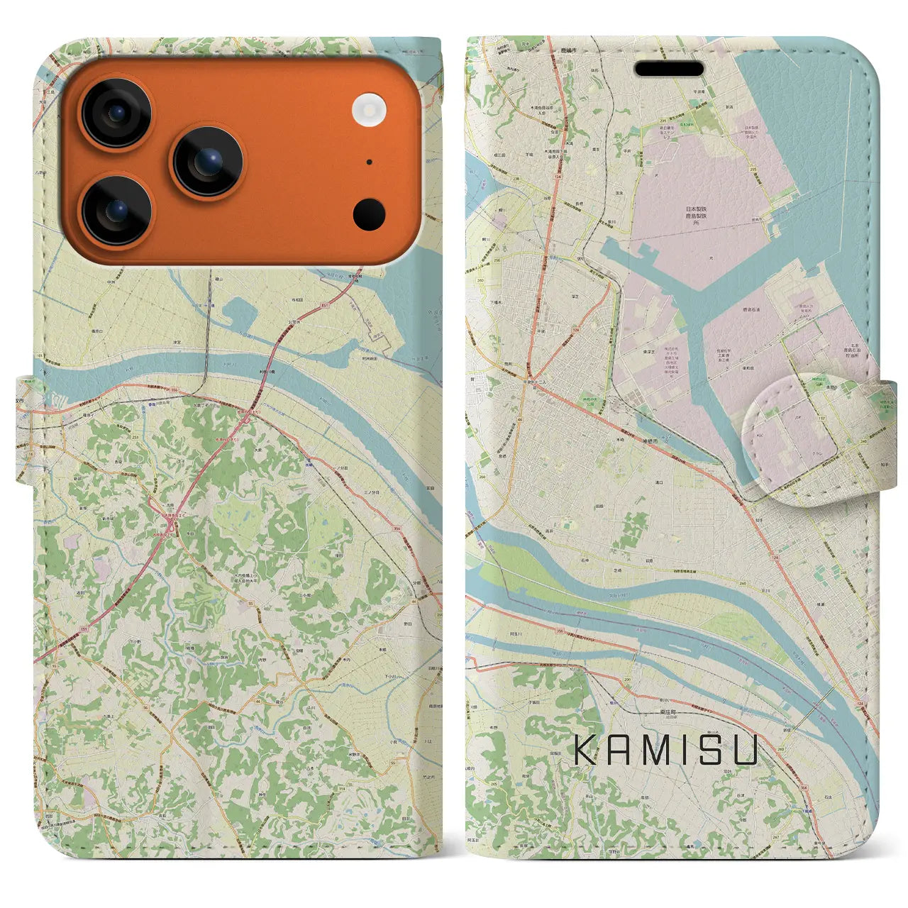 【神栖(茨城県)】地図柄iPhoneケース(手帳タイプ)