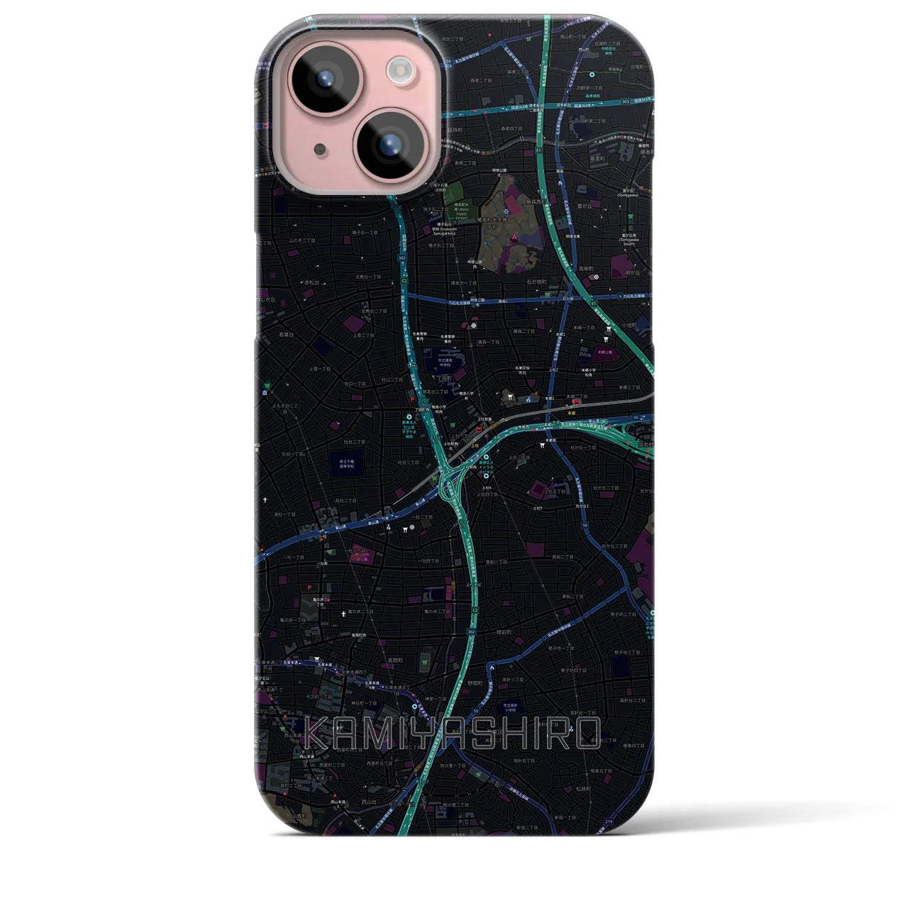 【上社(愛知県)】地図柄iPhoneケース(バックカバータイプ)