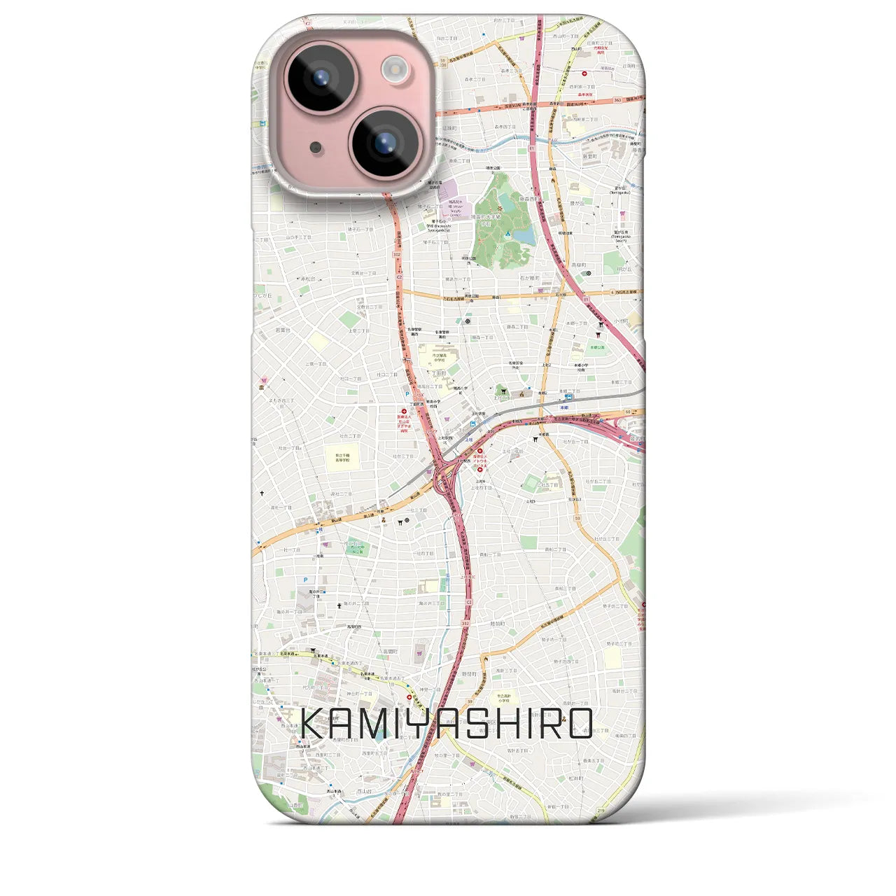 【上社(愛知県)】地図柄iPhoneケース(バックカバータイプ)