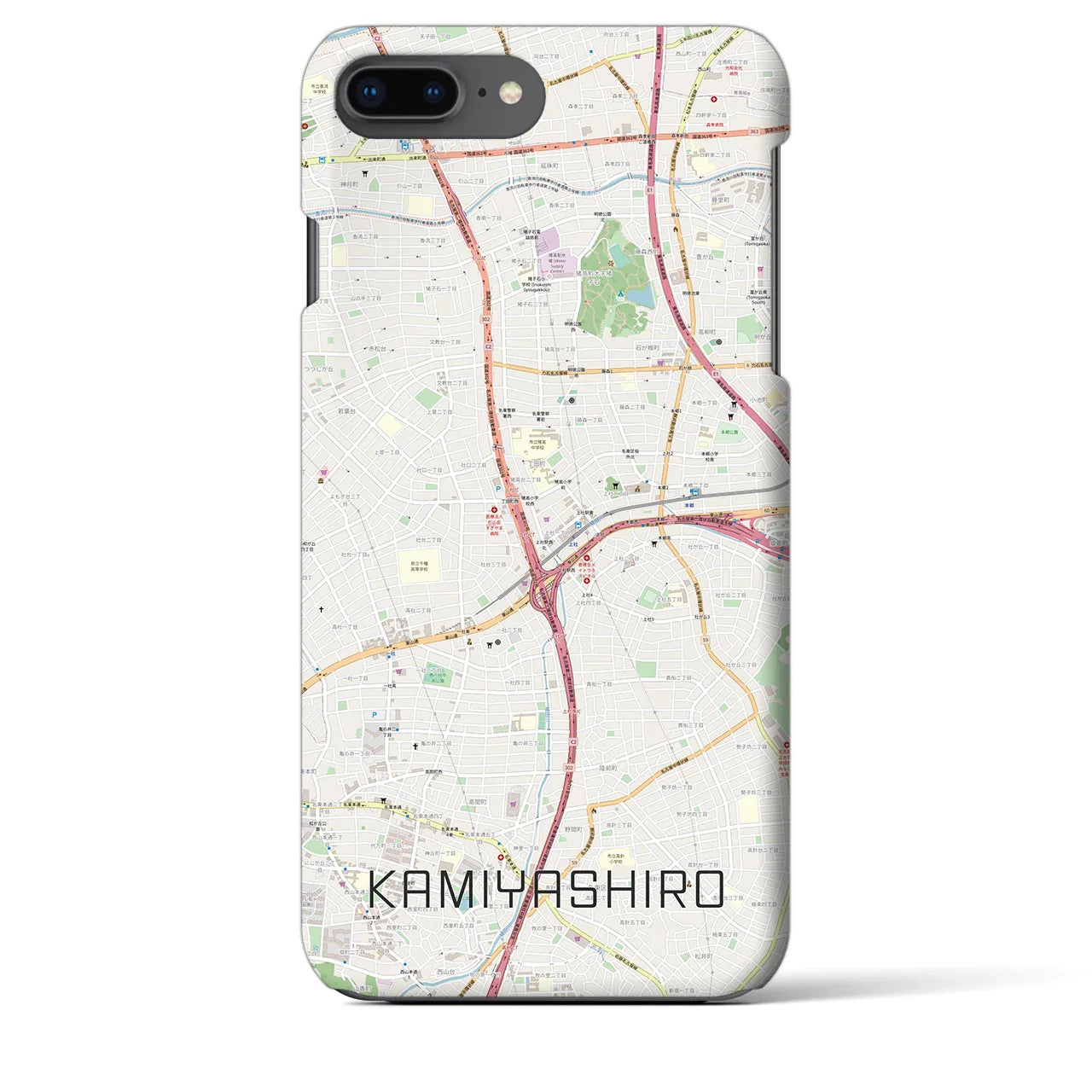 【上社(愛知県)】地図柄iPhoneケース(バックカバータイプ)
