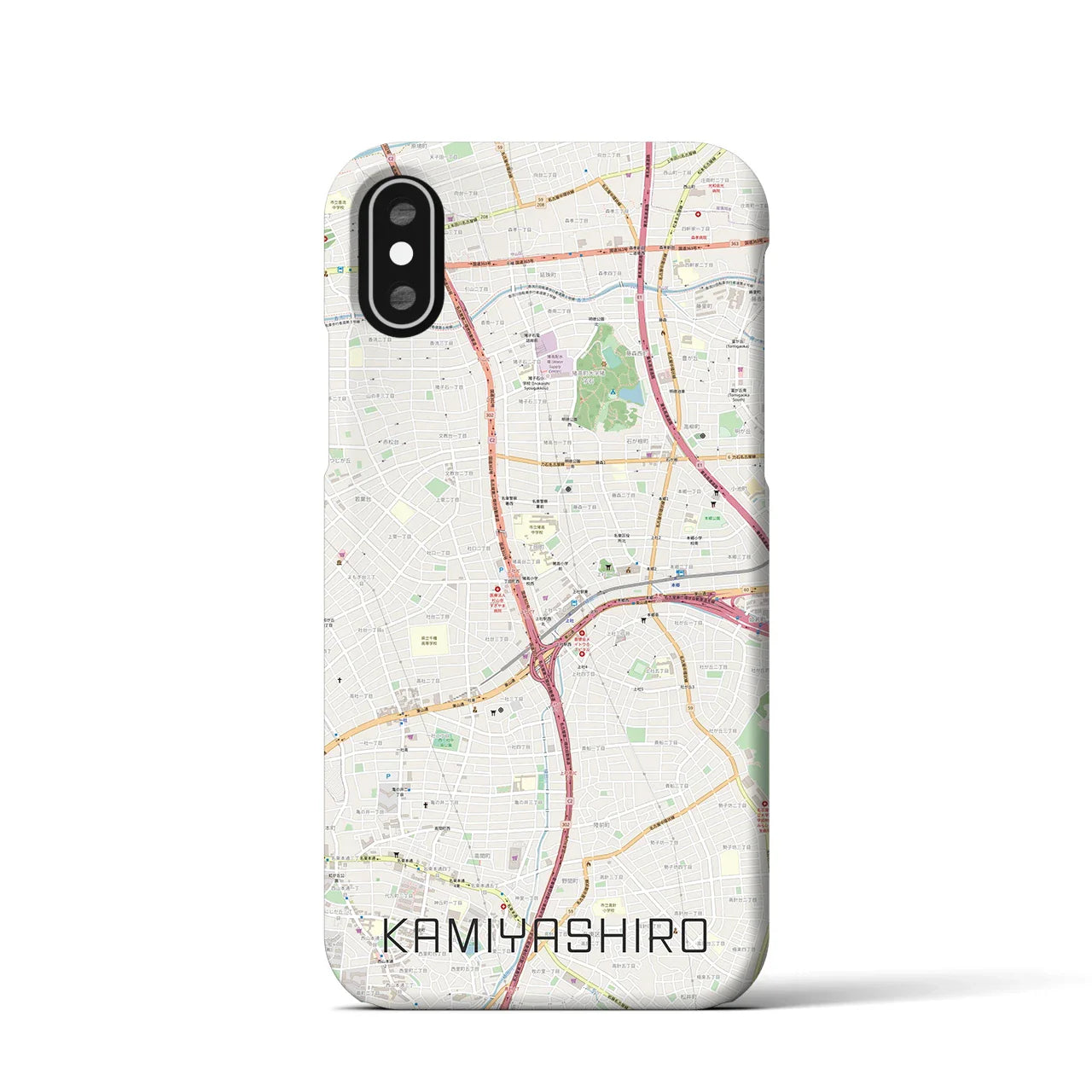【上社(愛知県)】地図柄iPhoneケース(バックカバータイプ)