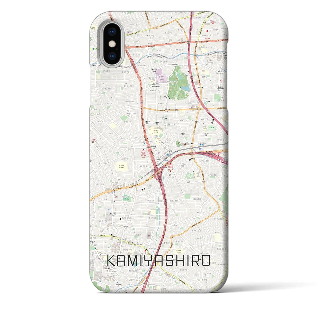 【上社(愛知県)】地図柄iPhoneケース(バックカバータイプ)