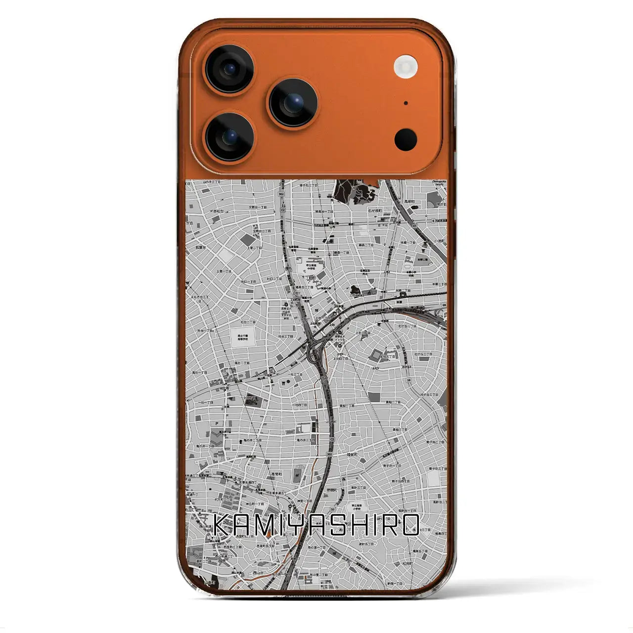 【上社(愛知県)】地図柄iPhoneケース(クリアタイプ)モノトーン・iPhone 17 Pro Max 用
