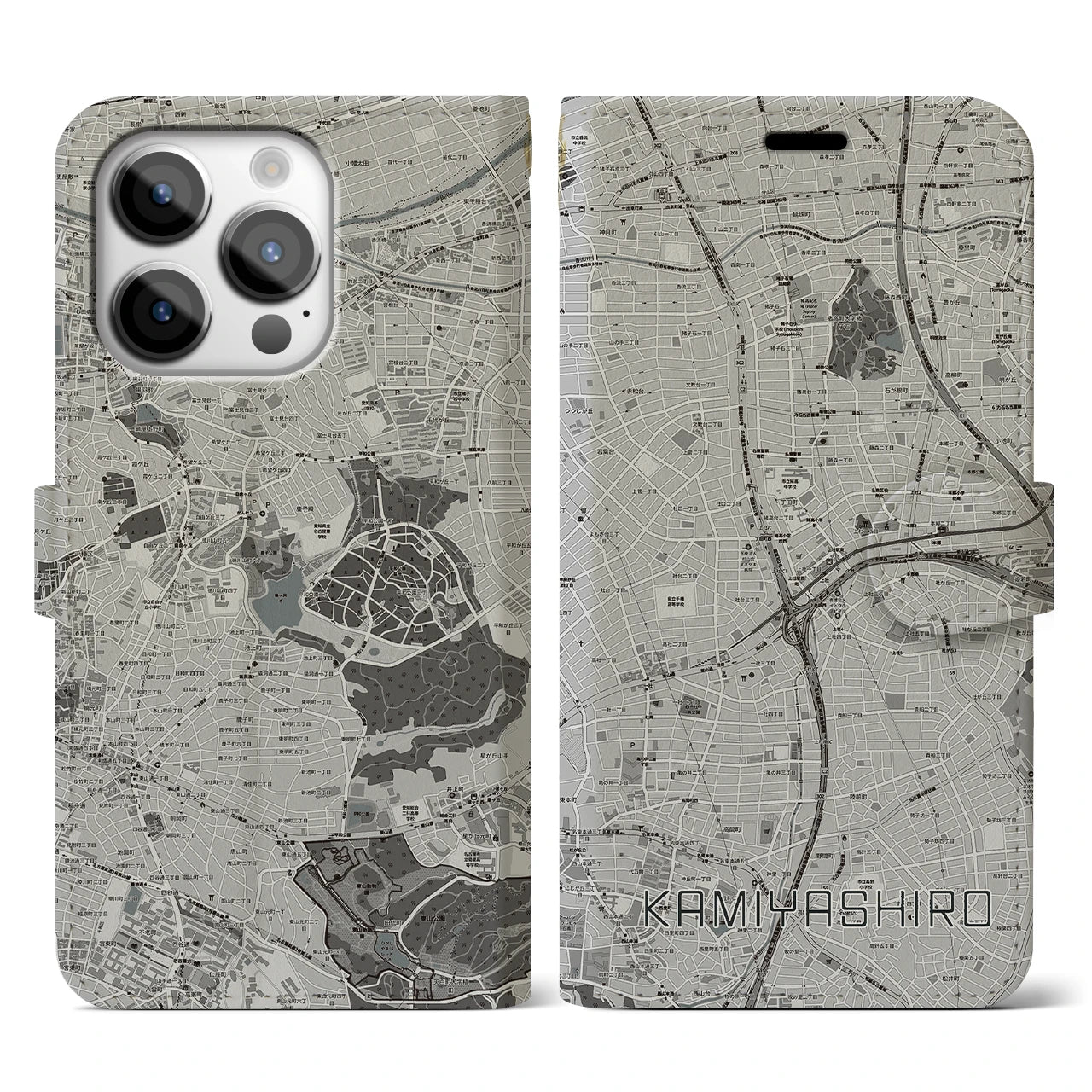 【上社(愛知県)】地図柄iPhoneケース(手帳タイプ)