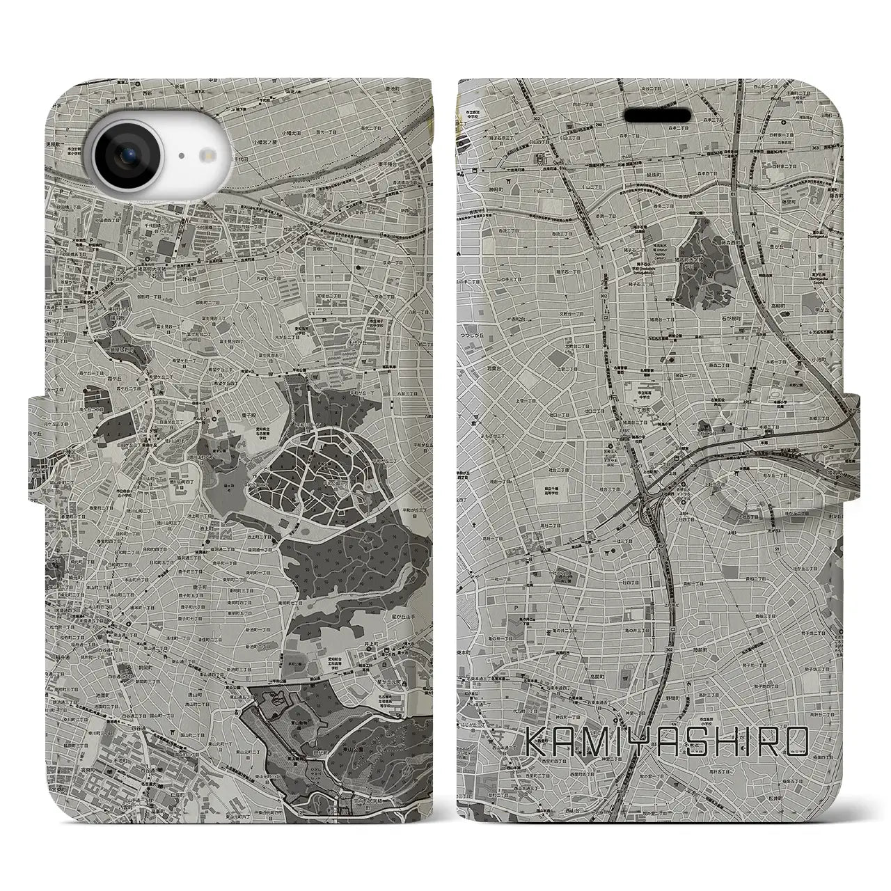 【上社(愛知県)】地図柄iPhoneケース(手帳タイプ)