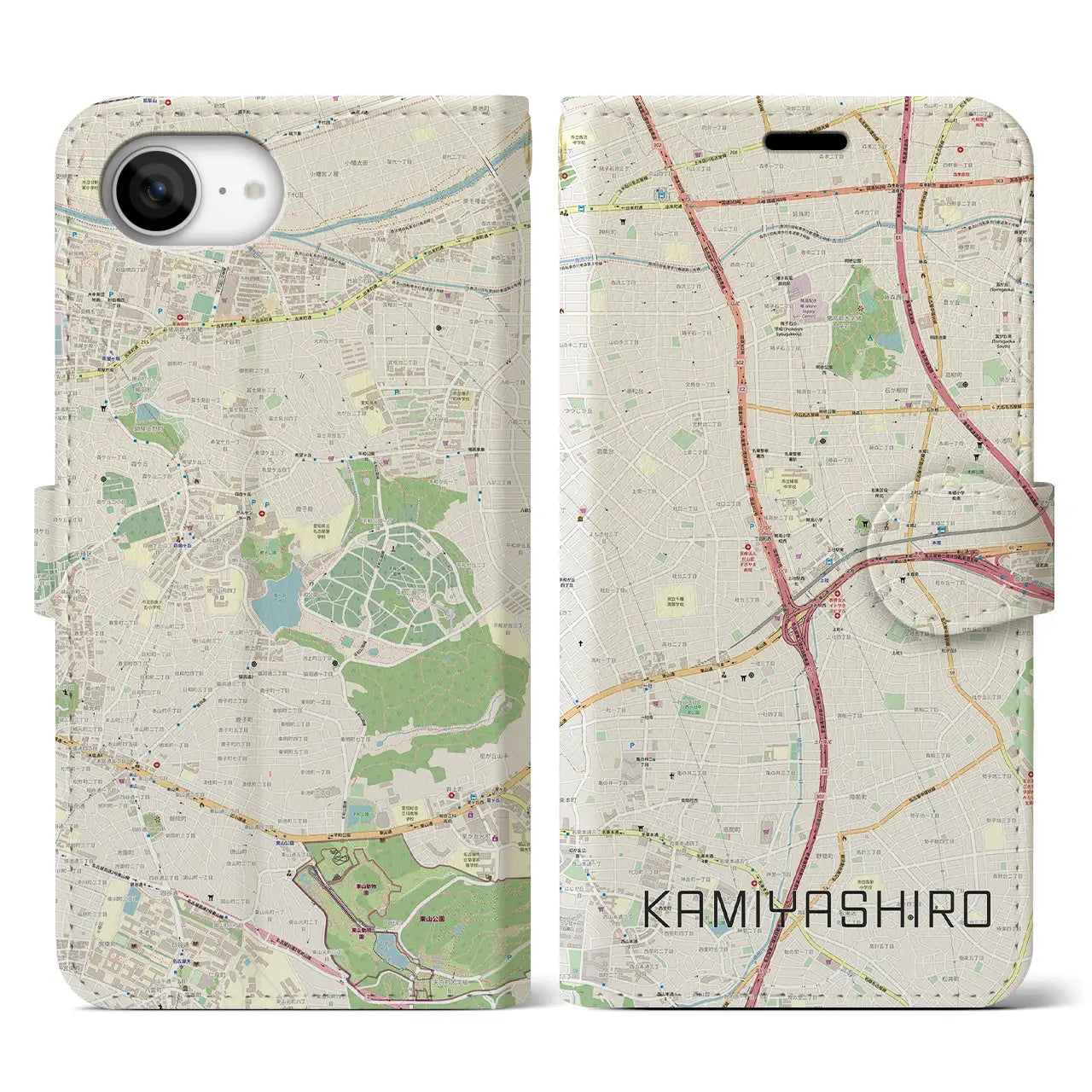 【上社(愛知県)】地図柄iPhoneケース(手帳タイプ)