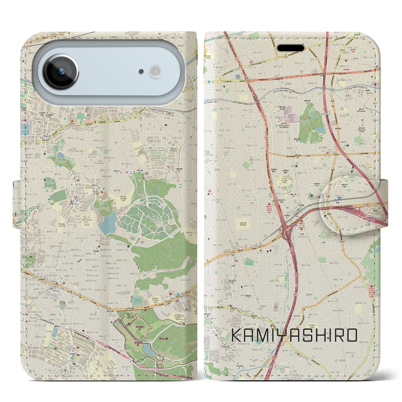 【上社(愛知県)】地図柄iPhoneケース(手帳タイプ)