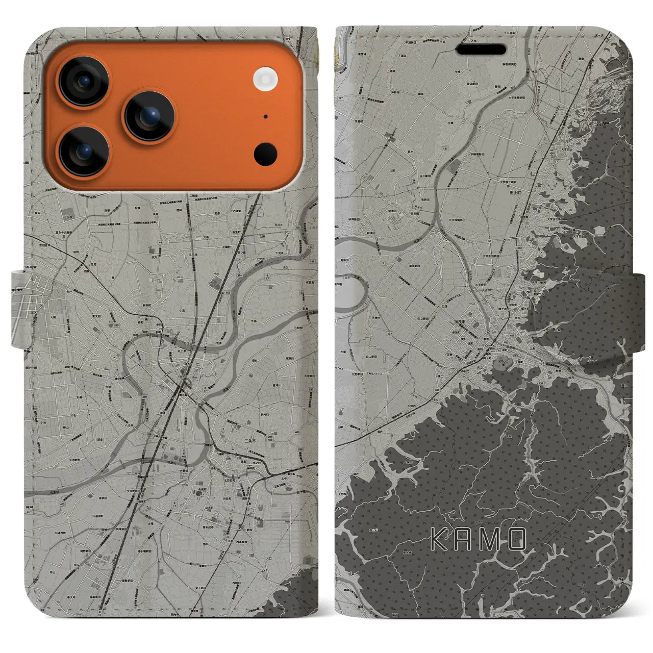 【加茂(新潟県)】地図柄iPhoneケース(手帳タイプ)