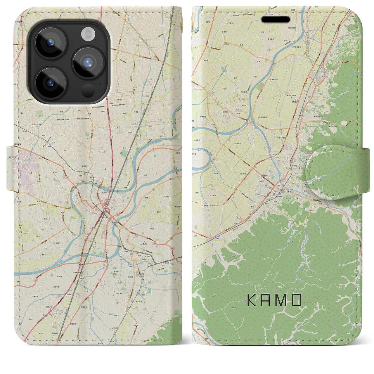 【加茂(新潟県)】地図柄iPhoneケース(手帳タイプ)