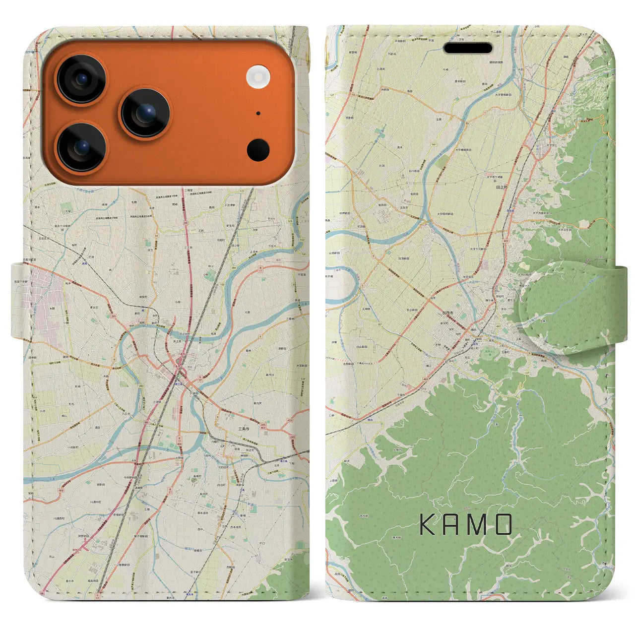 【加茂(新潟県)】地図柄iPhoneケース(手帳タイプ)