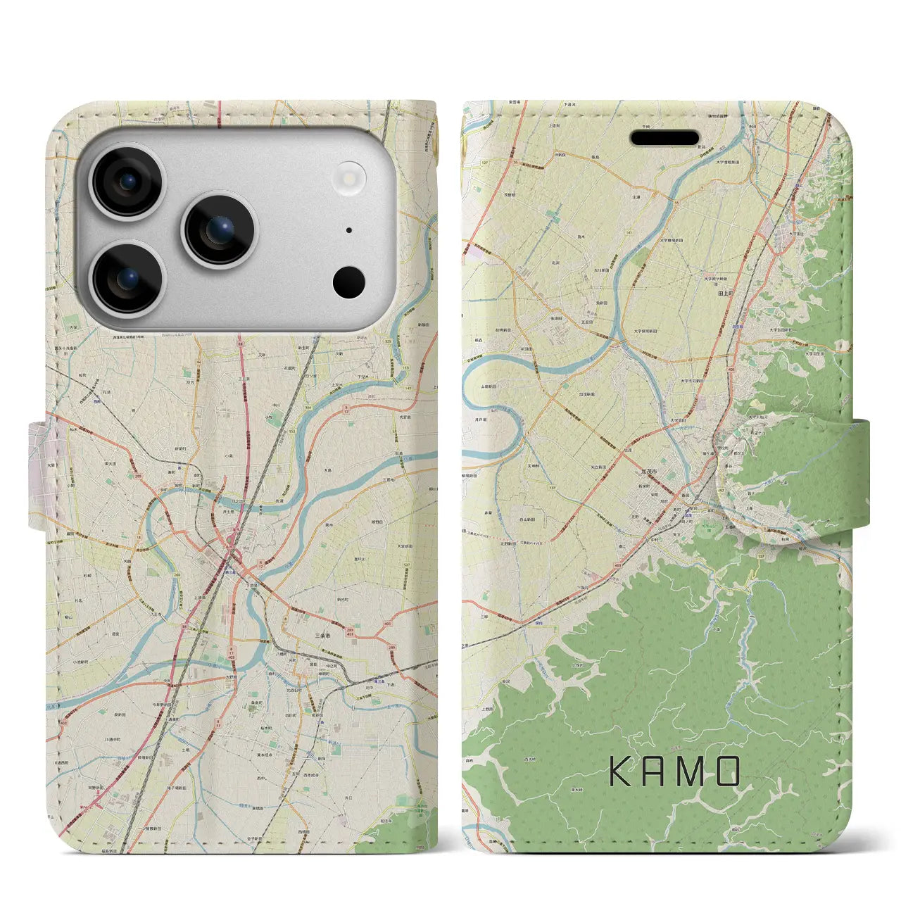 【加茂(新潟県)】地図柄iPhoneケース(手帳タイプ)