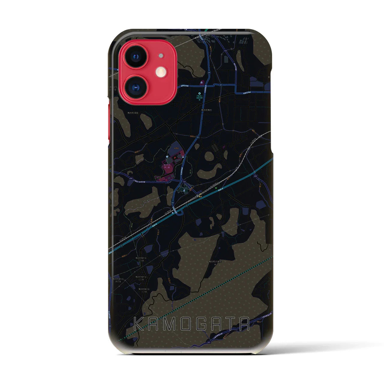 【鴨方(岡山県)】地図柄iPhoneケース(バックカバータイプ)