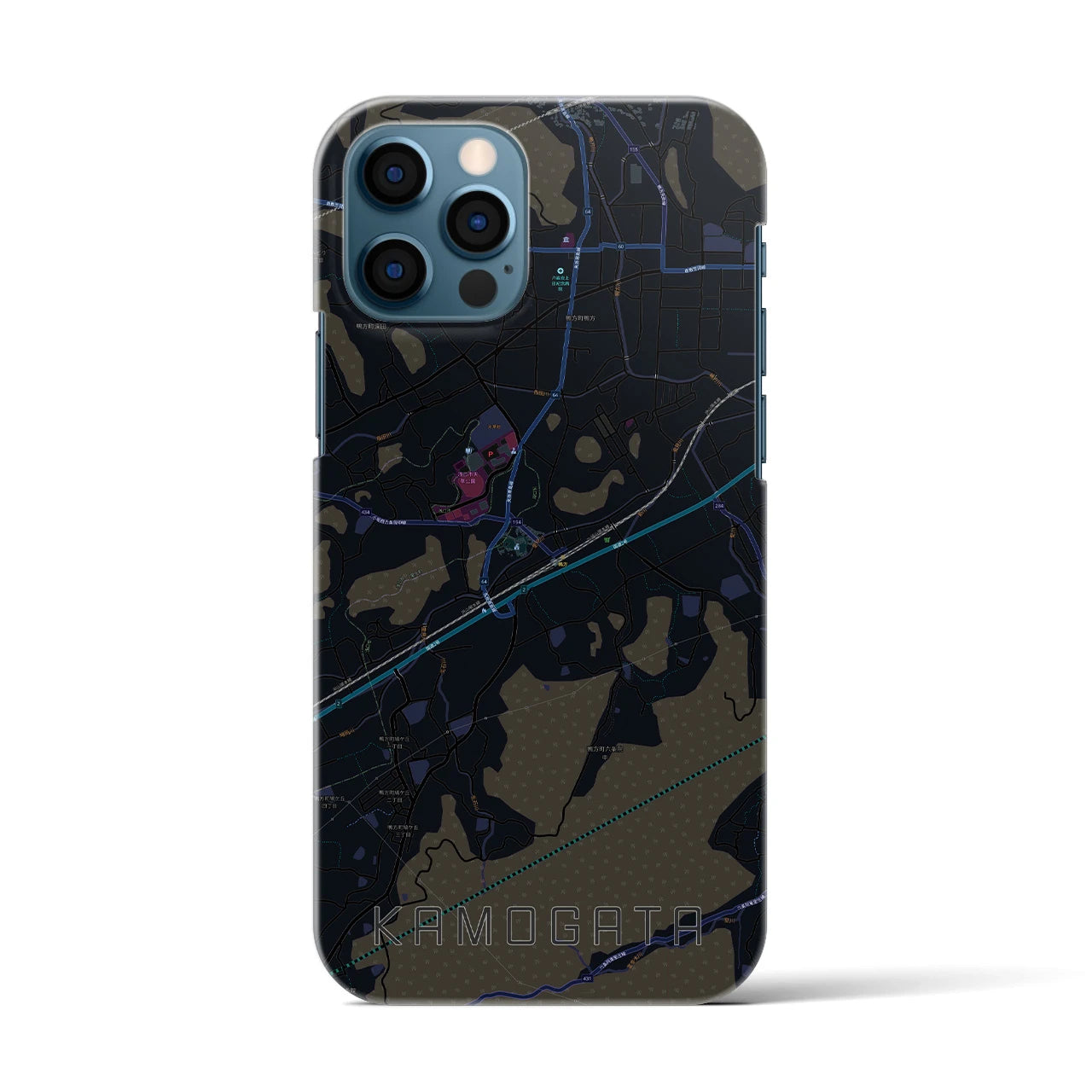 【鴨方(岡山県)】地図柄iPhoneケース(バックカバータイプ)