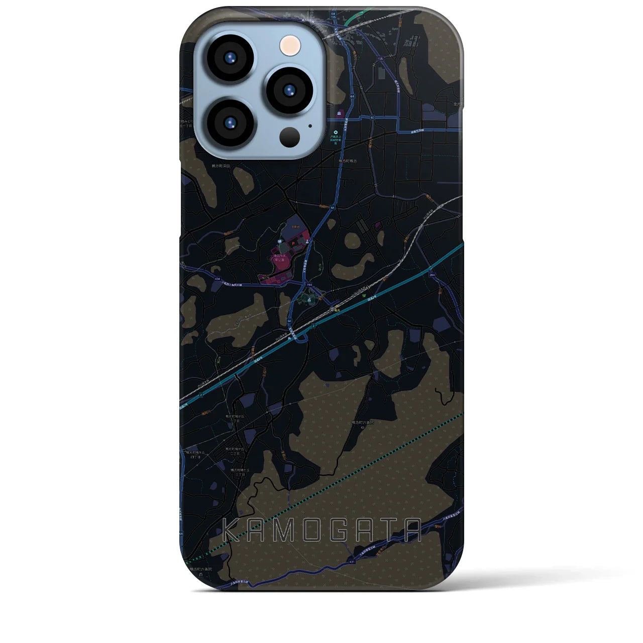 【鴨方(岡山県)】地図柄iPhoneケース(バックカバータイプ)