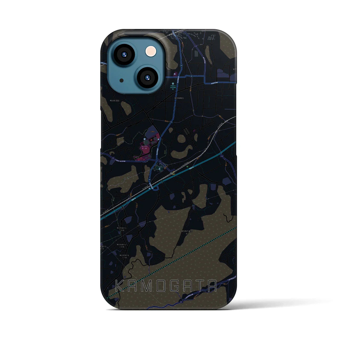 【鴨方(岡山県)】地図柄iPhoneケース(バックカバータイプ)