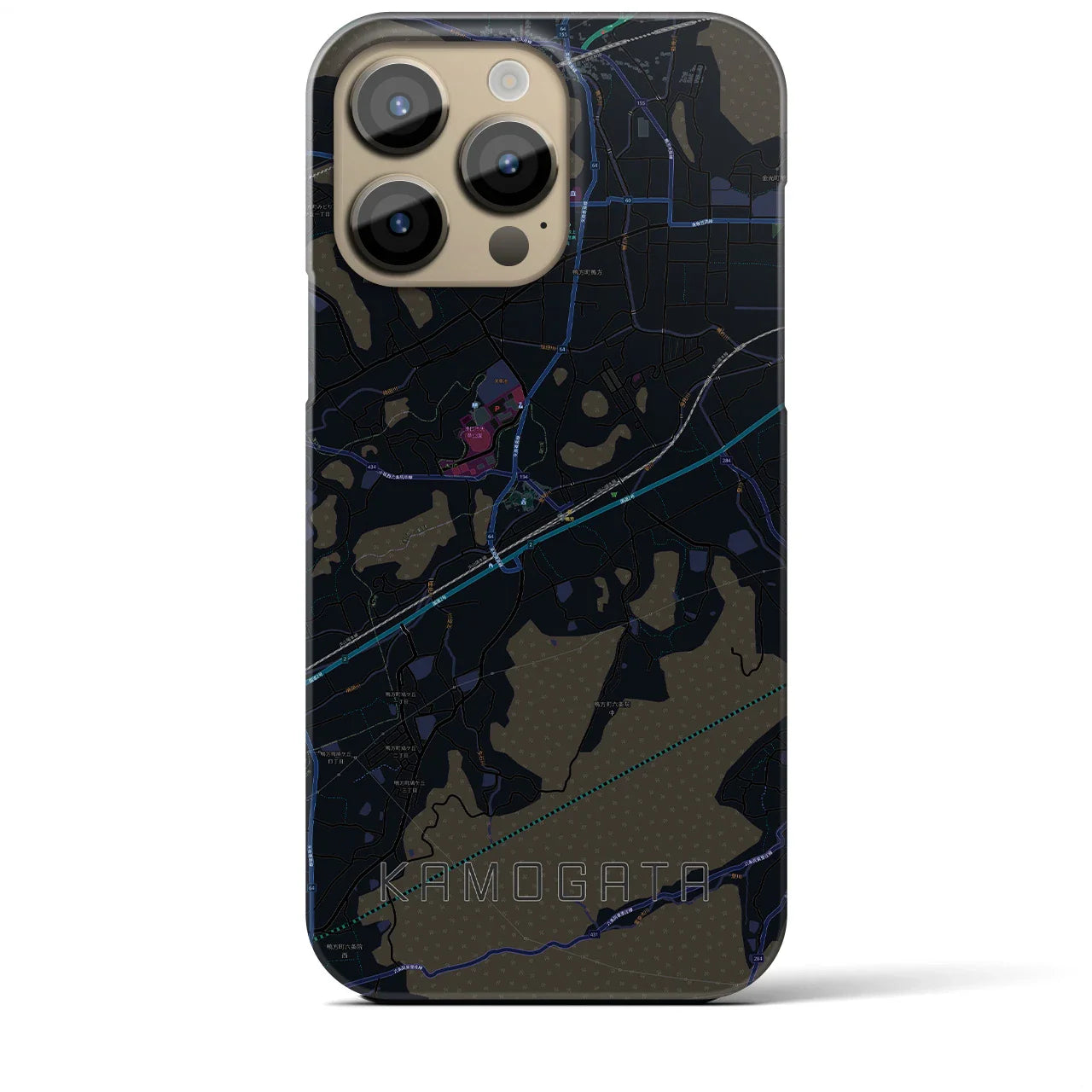 【鴨方(岡山県)】地図柄iPhoneケース(バックカバータイプ)