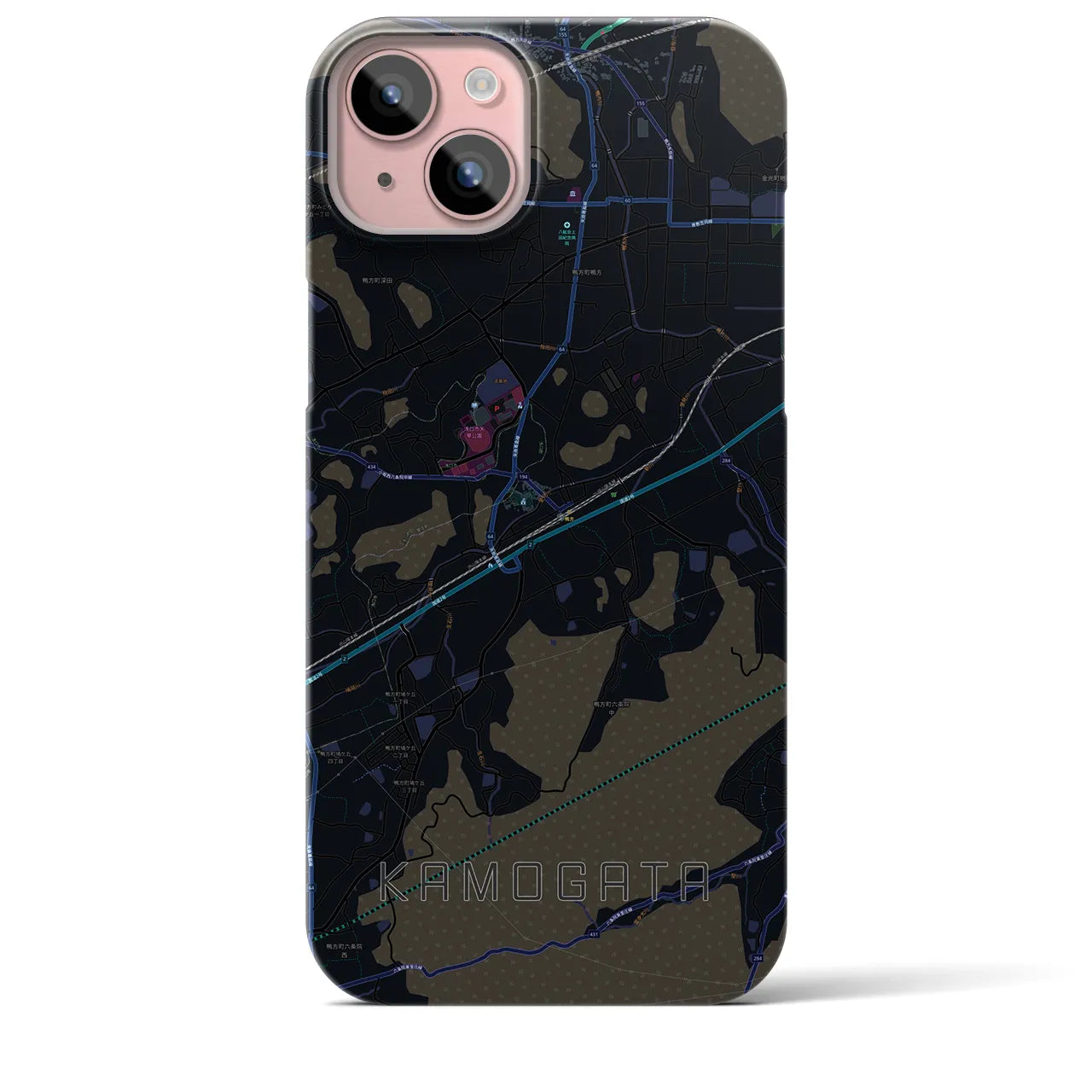 【鴨方(岡山県)】地図柄iPhoneケース(バックカバータイプ)