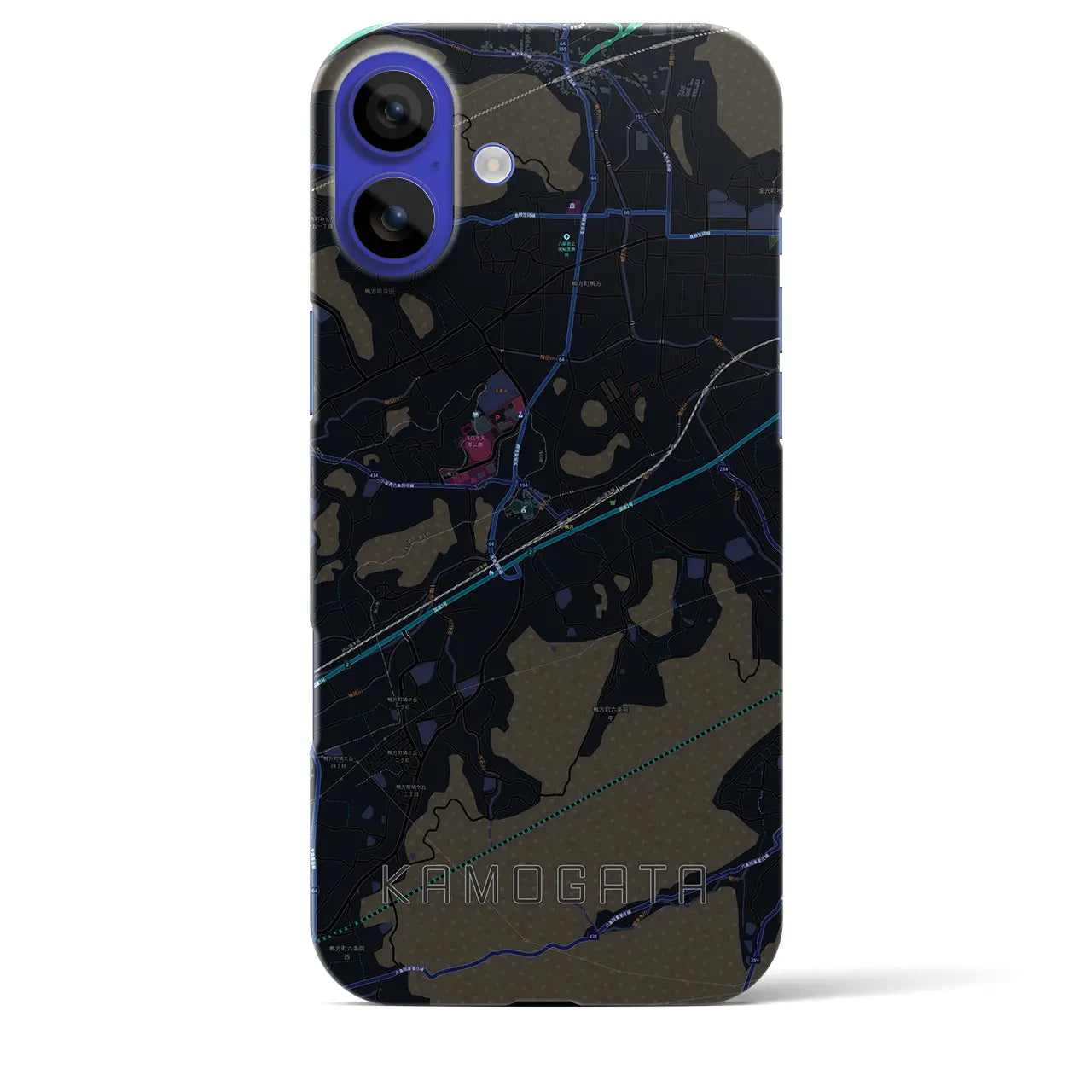 【鴨方(岡山県)】地図柄iPhoneケース(バックカバータイプ)