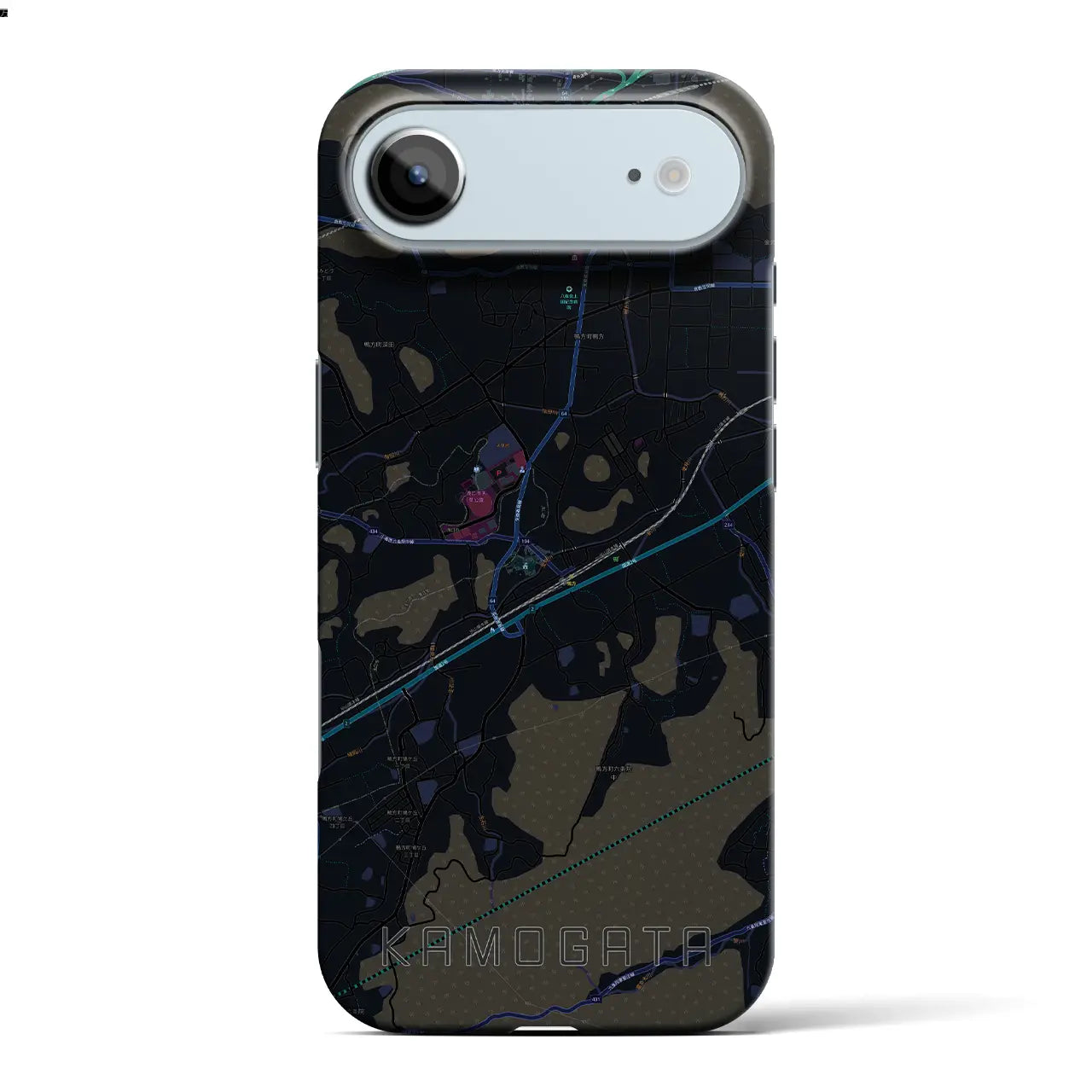 【鴨方(岡山県)】地図柄iPhoneケース(バックカバータイプ)