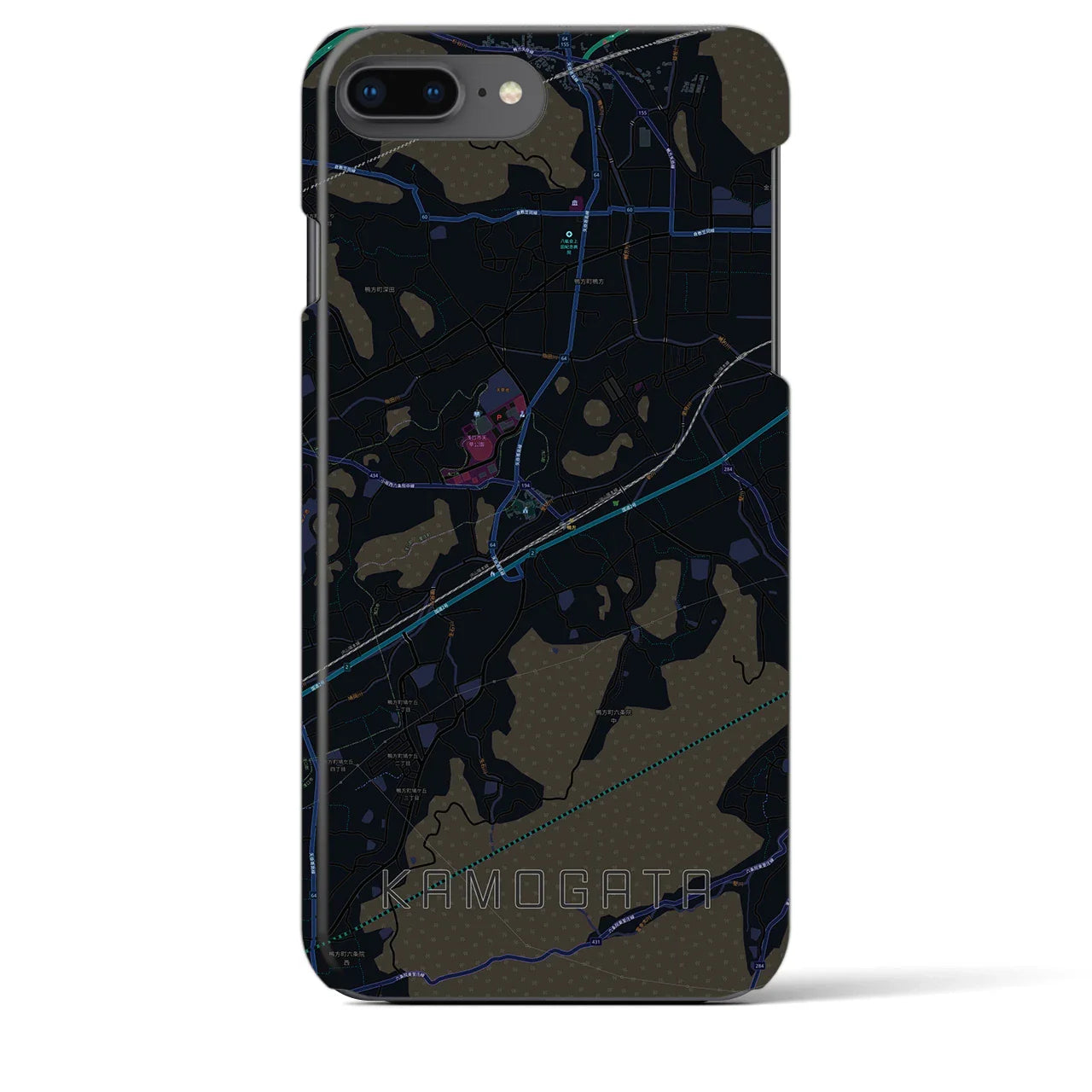 【鴨方(岡山県)】地図柄iPhoneケース(バックカバータイプ)