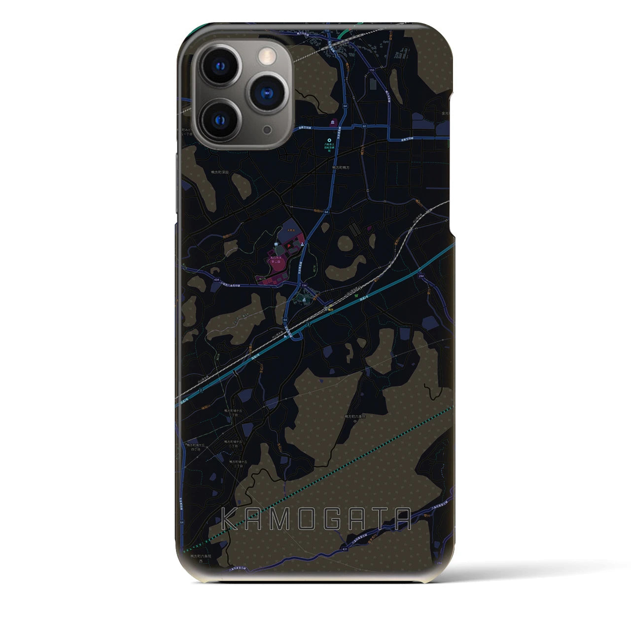 【鴨方(岡山県)】地図柄iPhoneケース(バックカバータイプ)