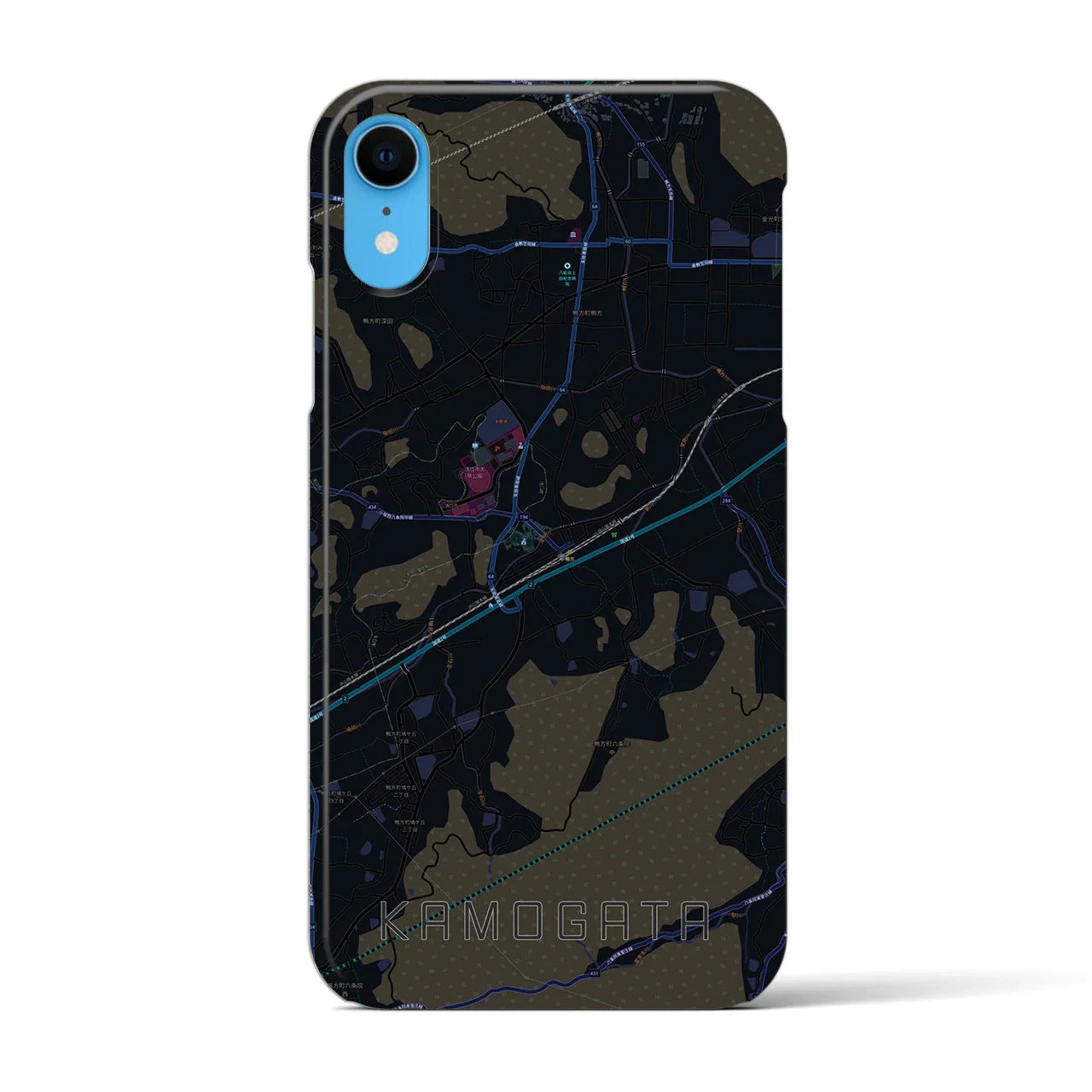 【鴨方(岡山県)】地図柄iPhoneケース(バックカバータイプ)