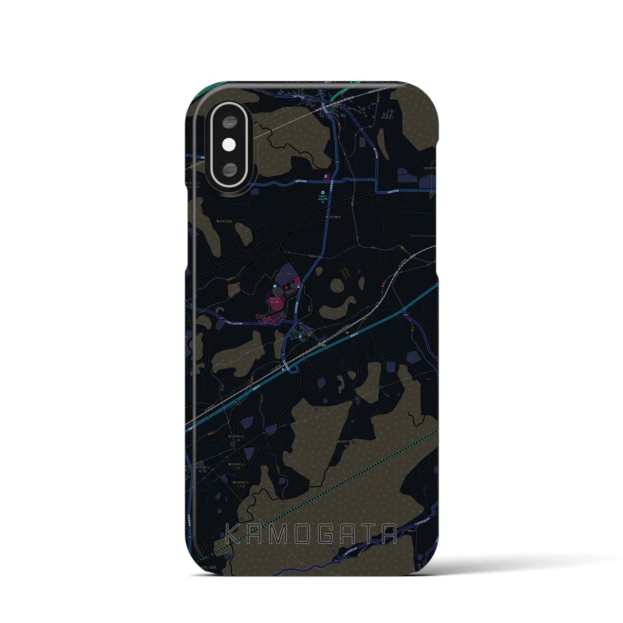 【鴨方(岡山県)】地図柄iPhoneケース(バックカバータイプ)