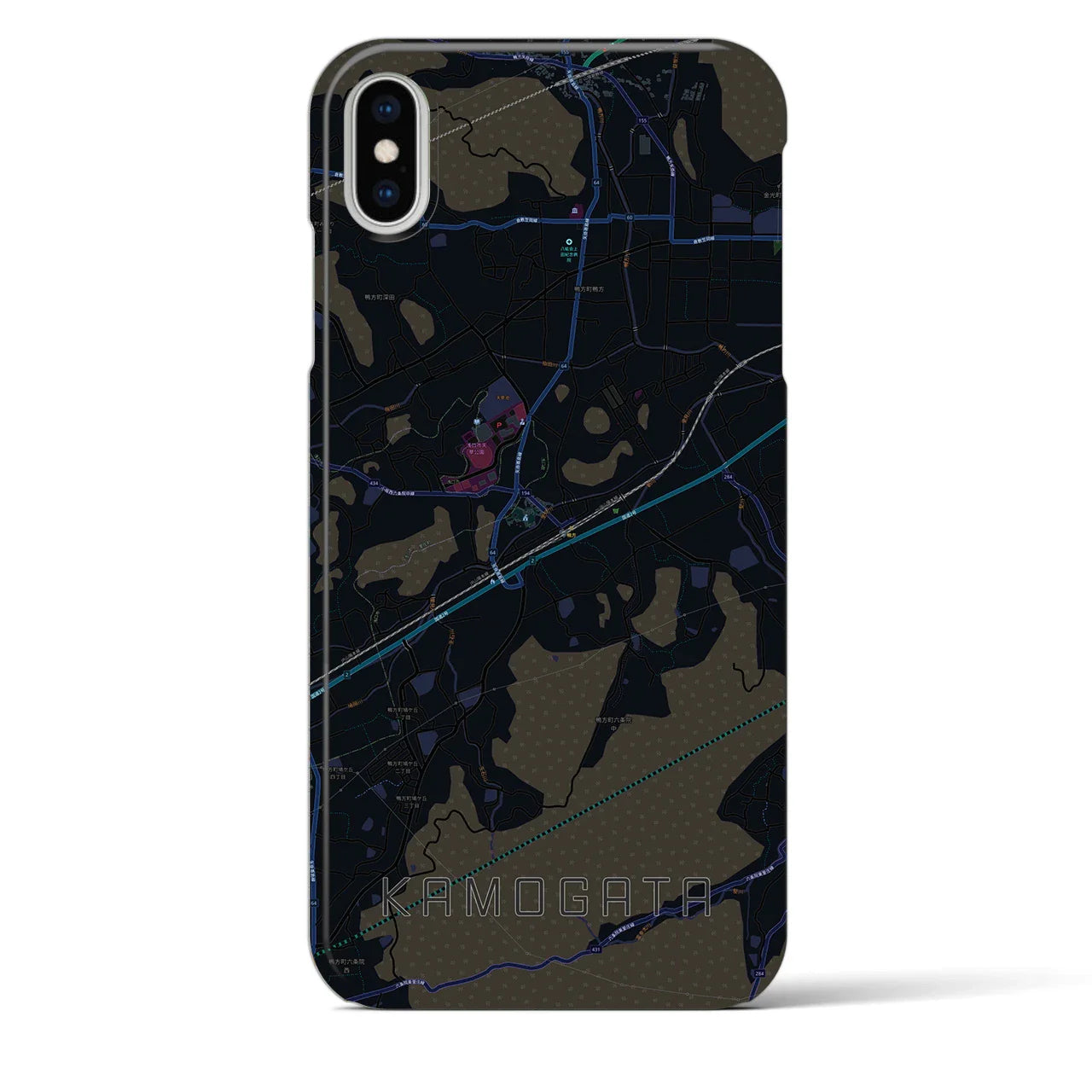 【鴨方(岡山県)】地図柄iPhoneケース(バックカバータイプ)