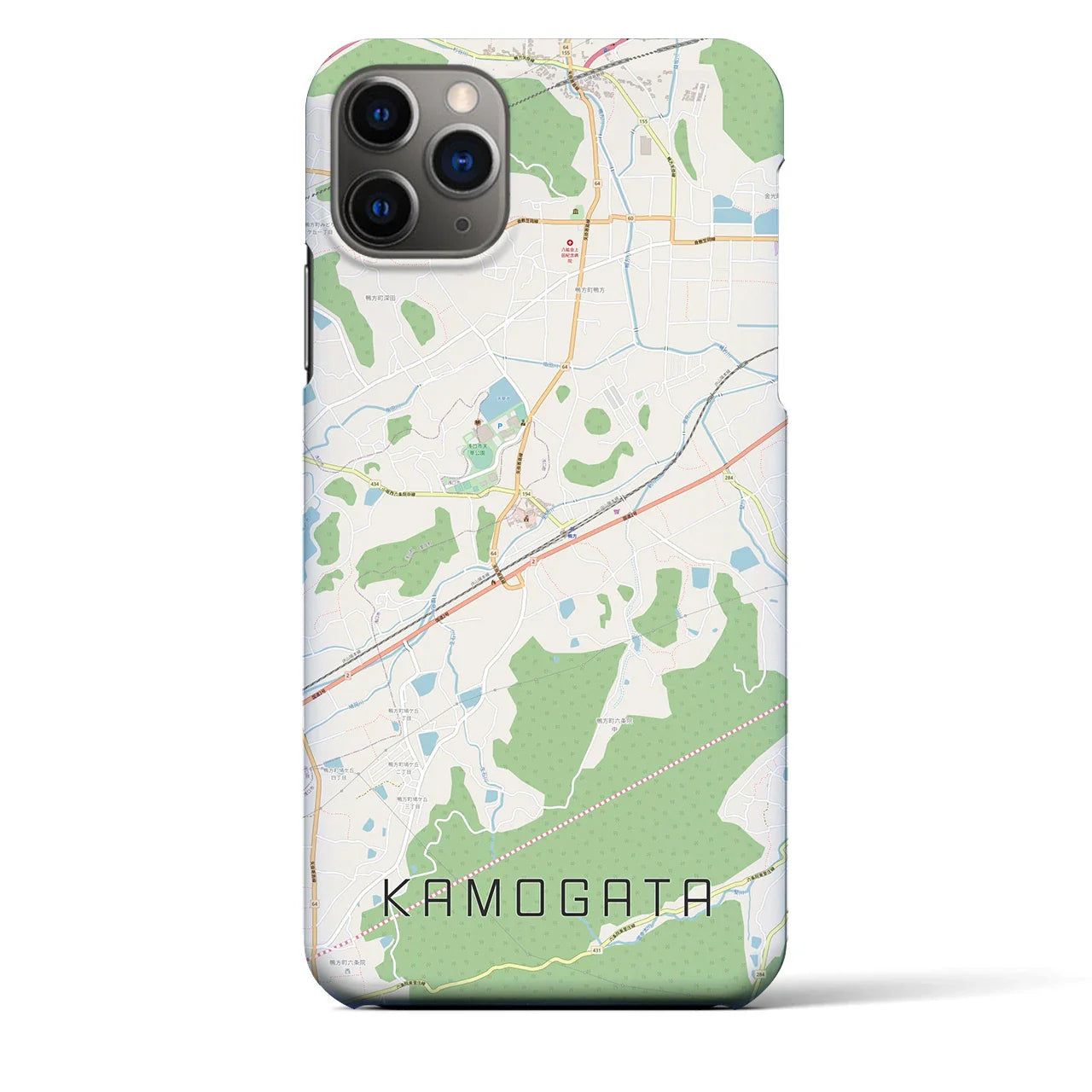 【鴨方(岡山県)】地図柄iPhoneケース(バックカバータイプ)