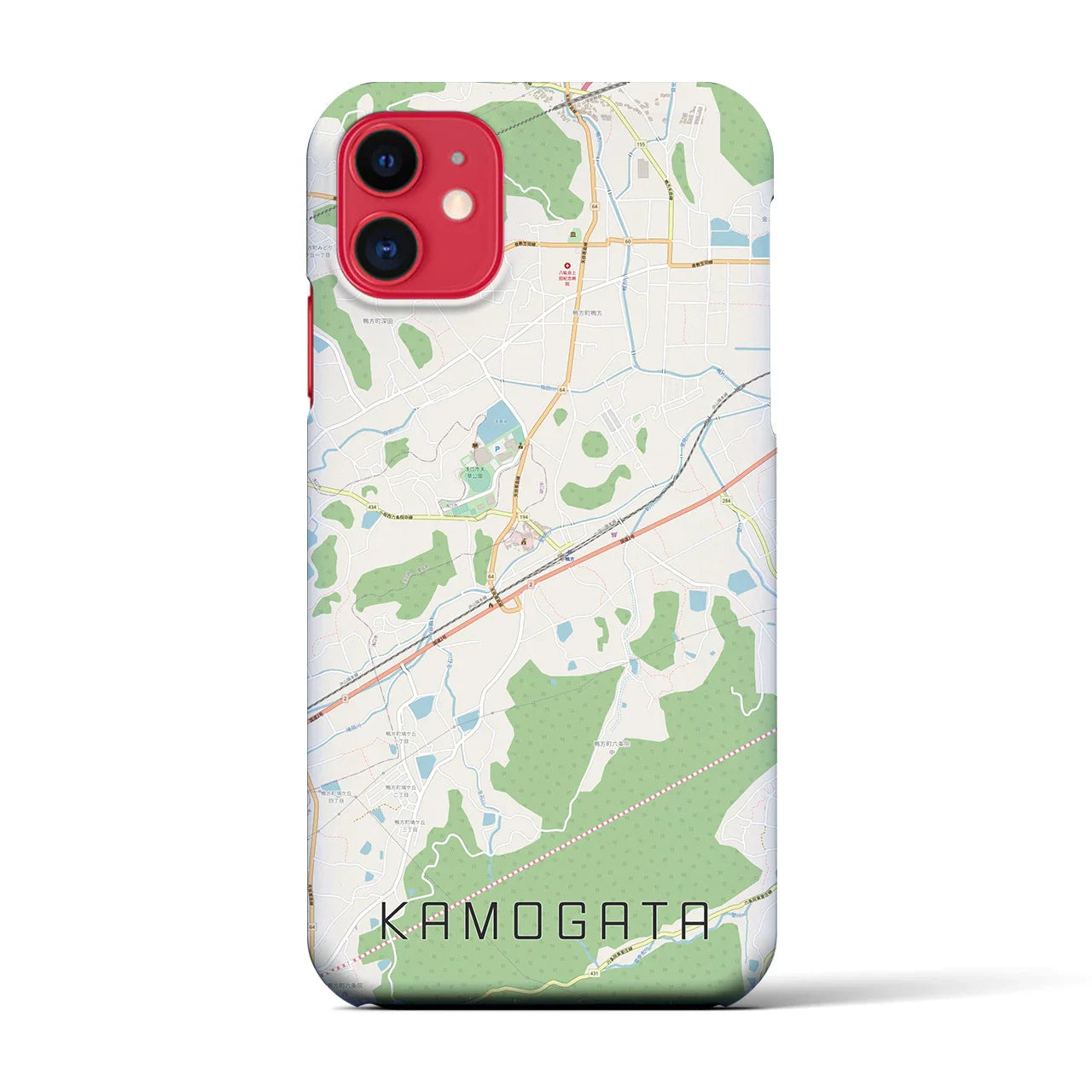 【鴨方(岡山県)】地図柄iPhoneケース(バックカバータイプ)