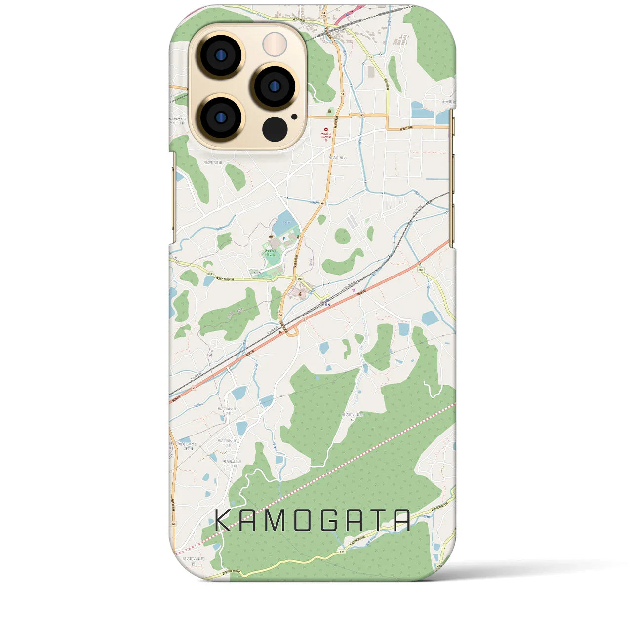 【鴨方(岡山県)】地図柄iPhoneケース(バックカバータイプ)