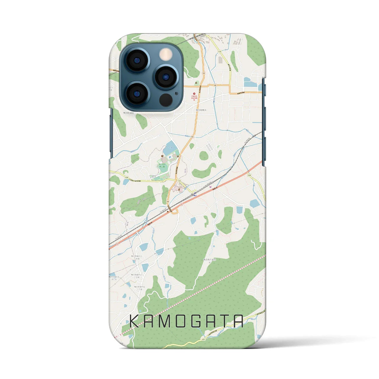 【鴨方(岡山県)】地図柄iPhoneケース(バックカバータイプ)