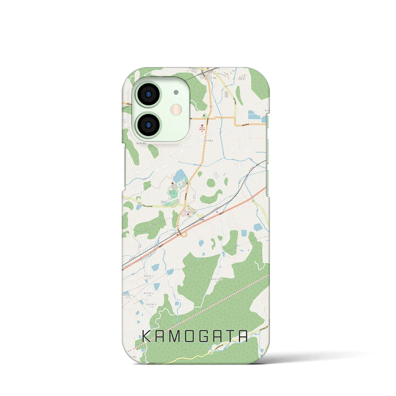 【鴨方(岡山県)】地図柄iPhoneケース(バックカバータイプ)
