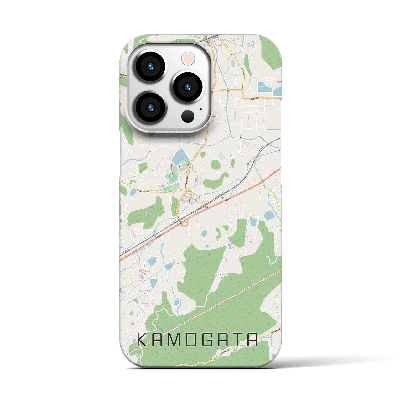 【鴨方(岡山県)】地図柄iPhoneケース(バックカバータイプ)