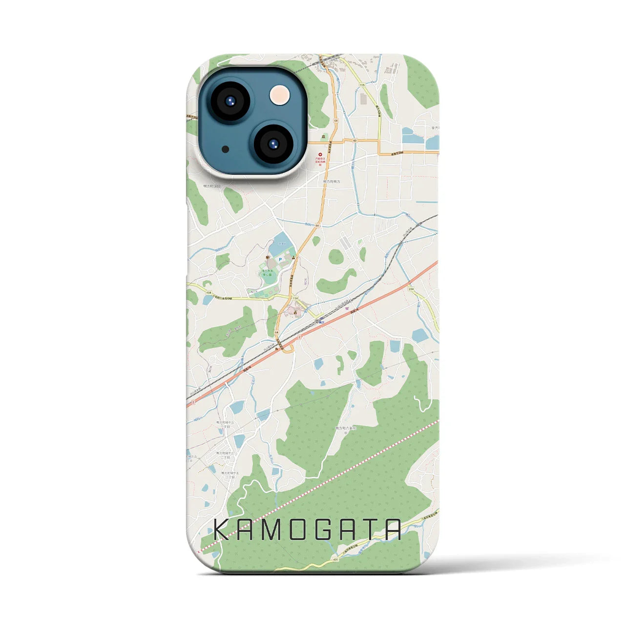 【鴨方(岡山県)】地図柄iPhoneケース(バックカバータイプ)