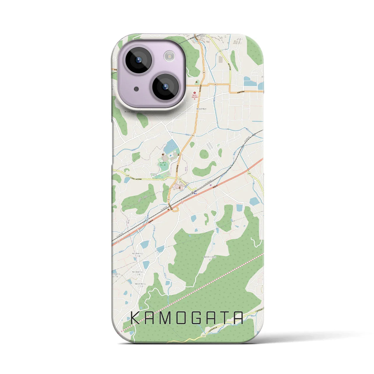 【鴨方(岡山県)】地図柄iPhoneケース(バックカバータイプ)