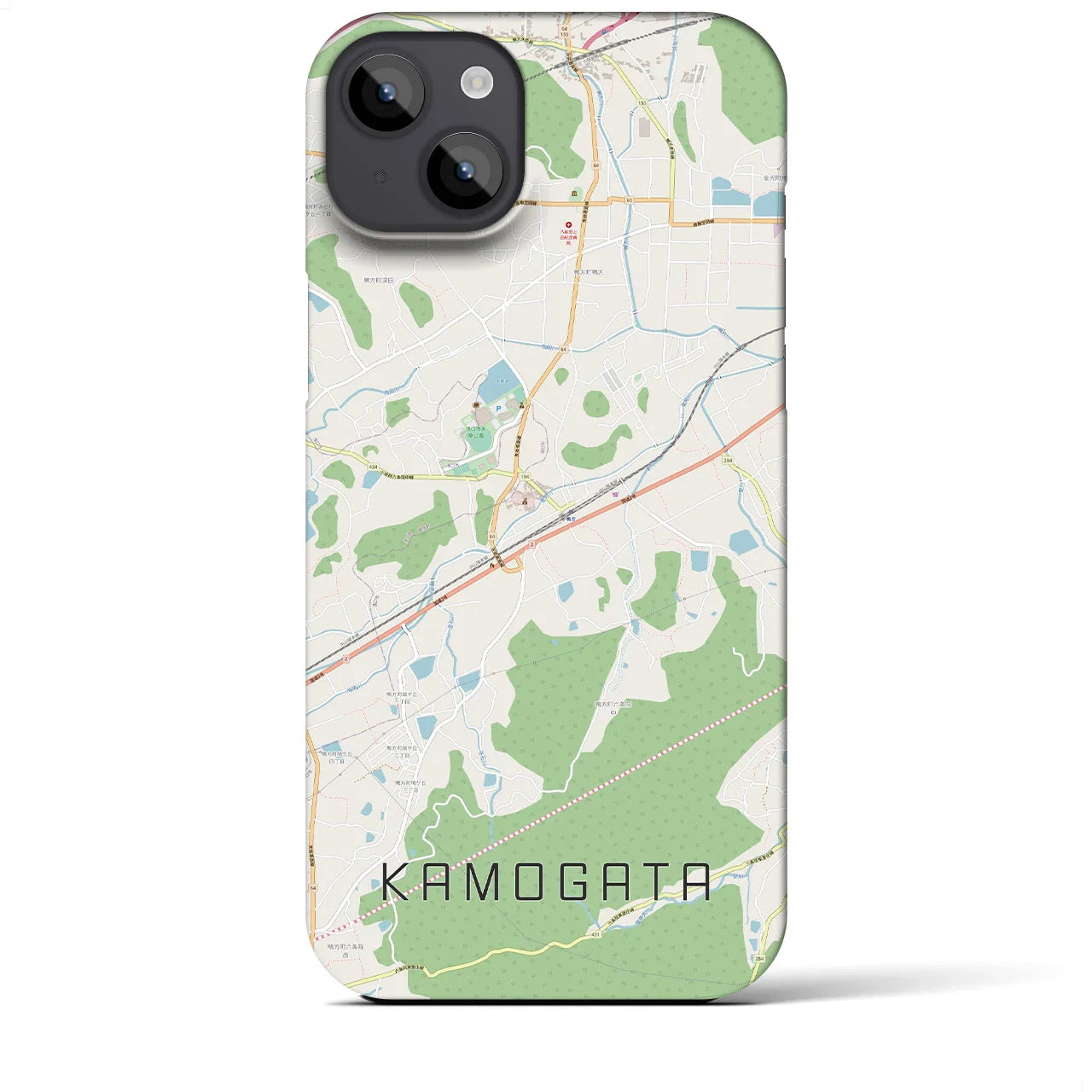 【鴨方(岡山県)】地図柄iPhoneケース(バックカバータイプ)