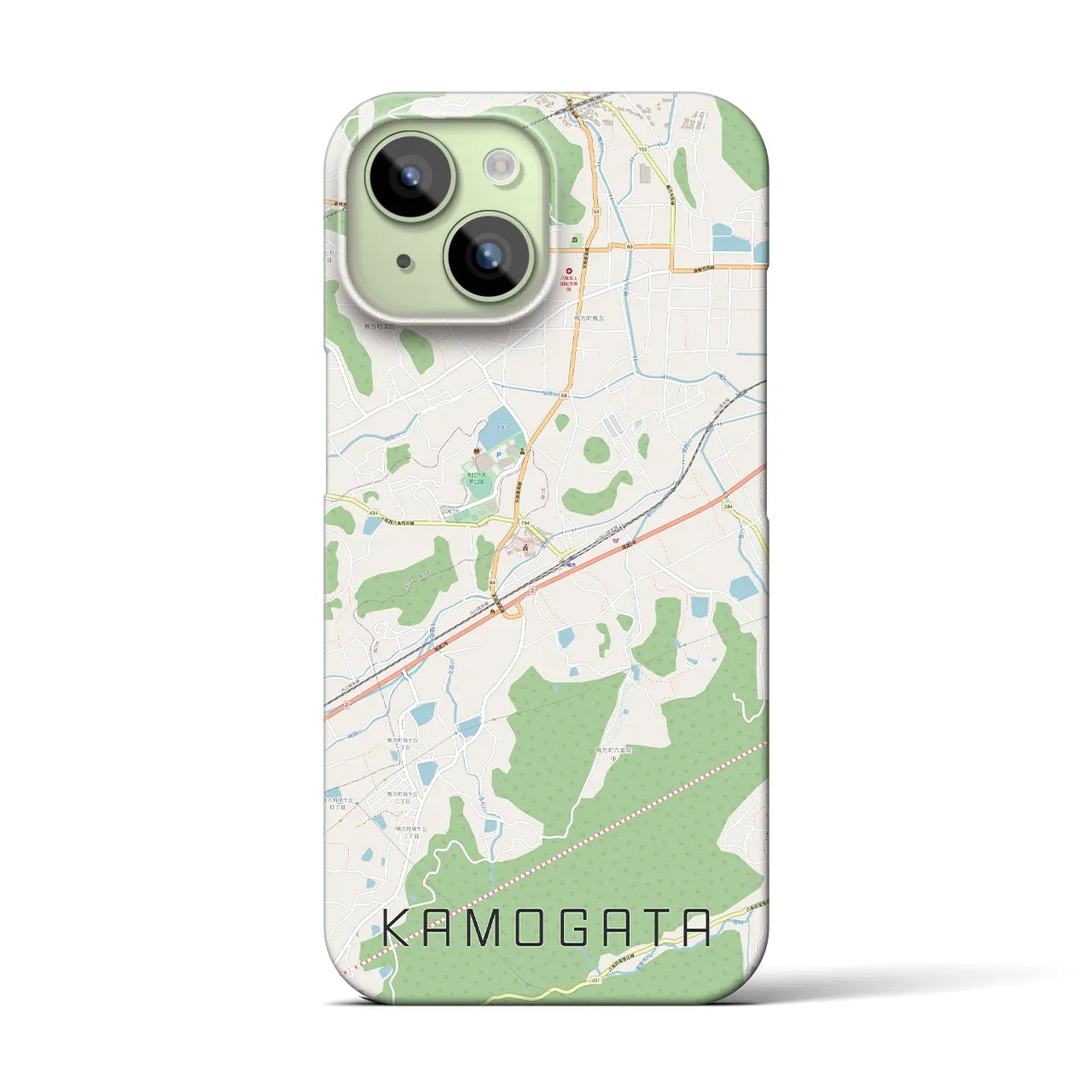 【鴨方(岡山県)】地図柄iPhoneケース(バックカバータイプ)