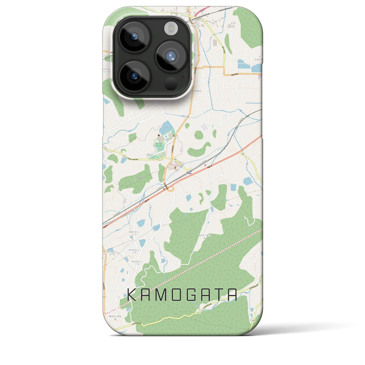 【鴨方(岡山県)】地図柄iPhoneケース(バックカバータイプ)