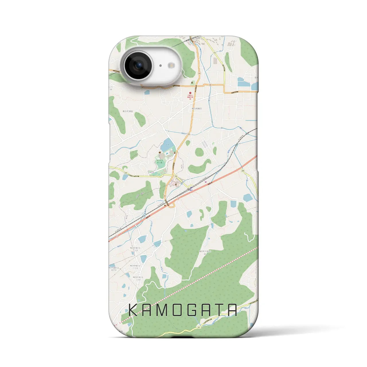 【鴨方(岡山県)】地図柄iPhoneケース(バックカバータイプ)