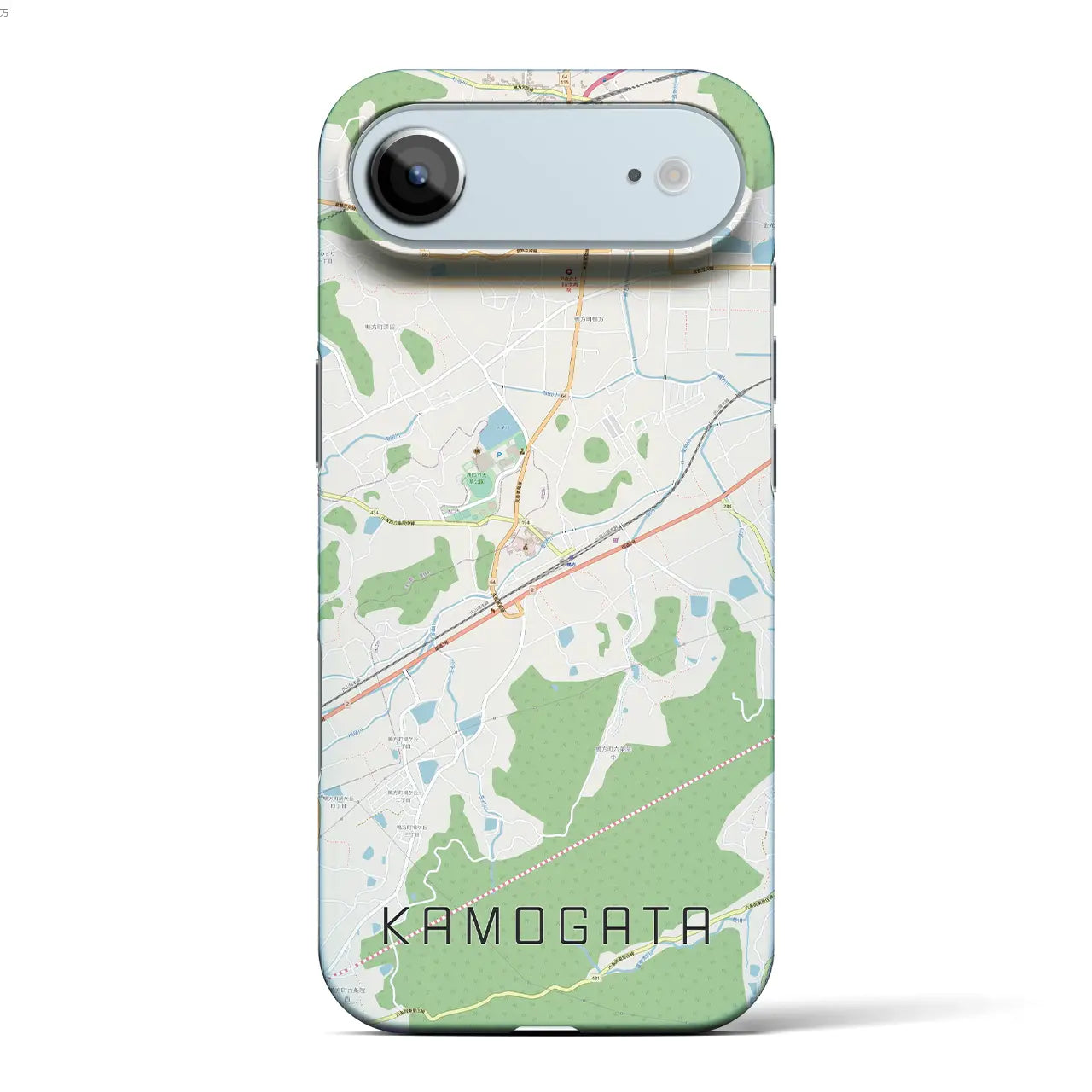 【鴨方(岡山県)】地図柄iPhoneケース(バックカバータイプ)