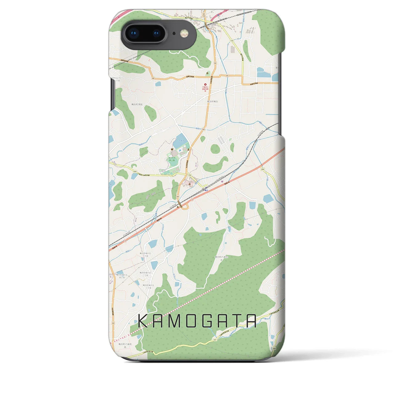 【鴨方(岡山県)】地図柄iPhoneケース(バックカバータイプ)