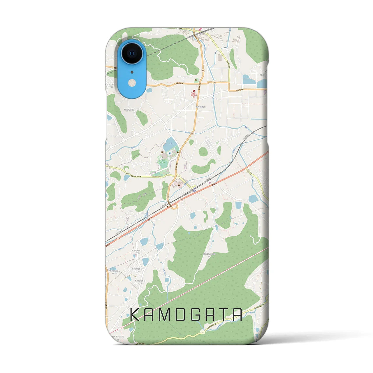 【鴨方(岡山県)】地図柄iPhoneケース(バックカバータイプ)