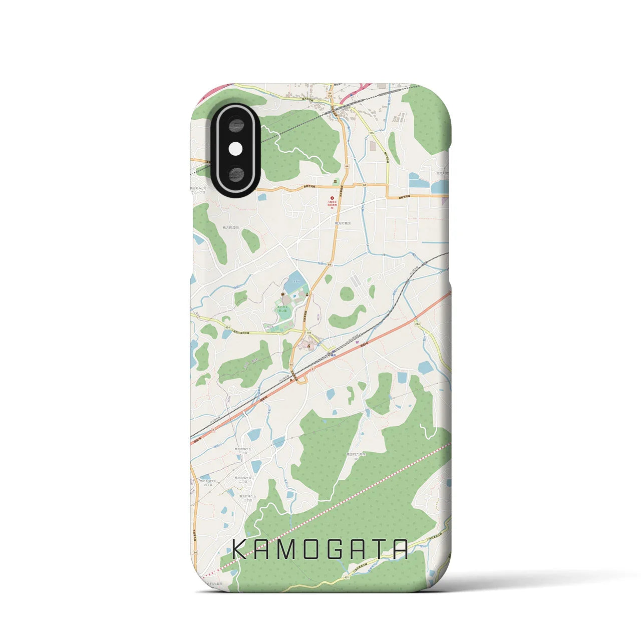 【鴨方(岡山県)】地図柄iPhoneケース(バックカバータイプ)