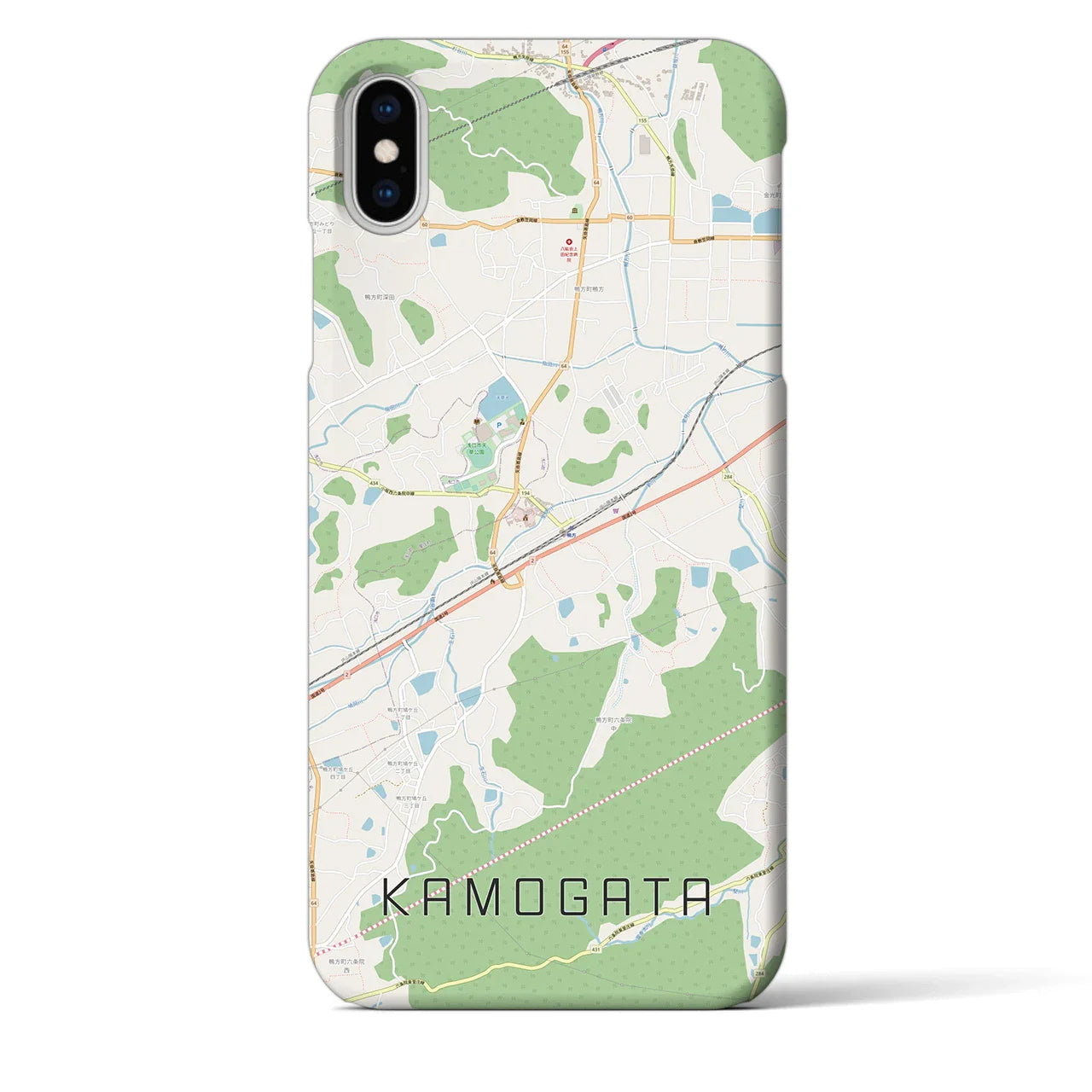 【鴨方(岡山県)】地図柄iPhoneケース(バックカバータイプ)