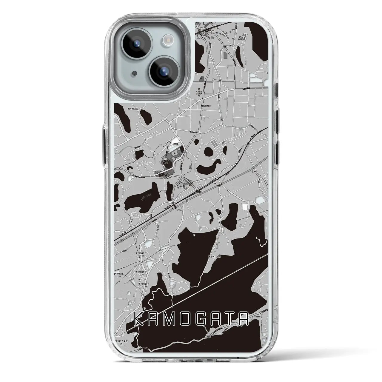 【鴨方(岡山県)】地図柄iPhoneケース(MagSafeタイプ)
