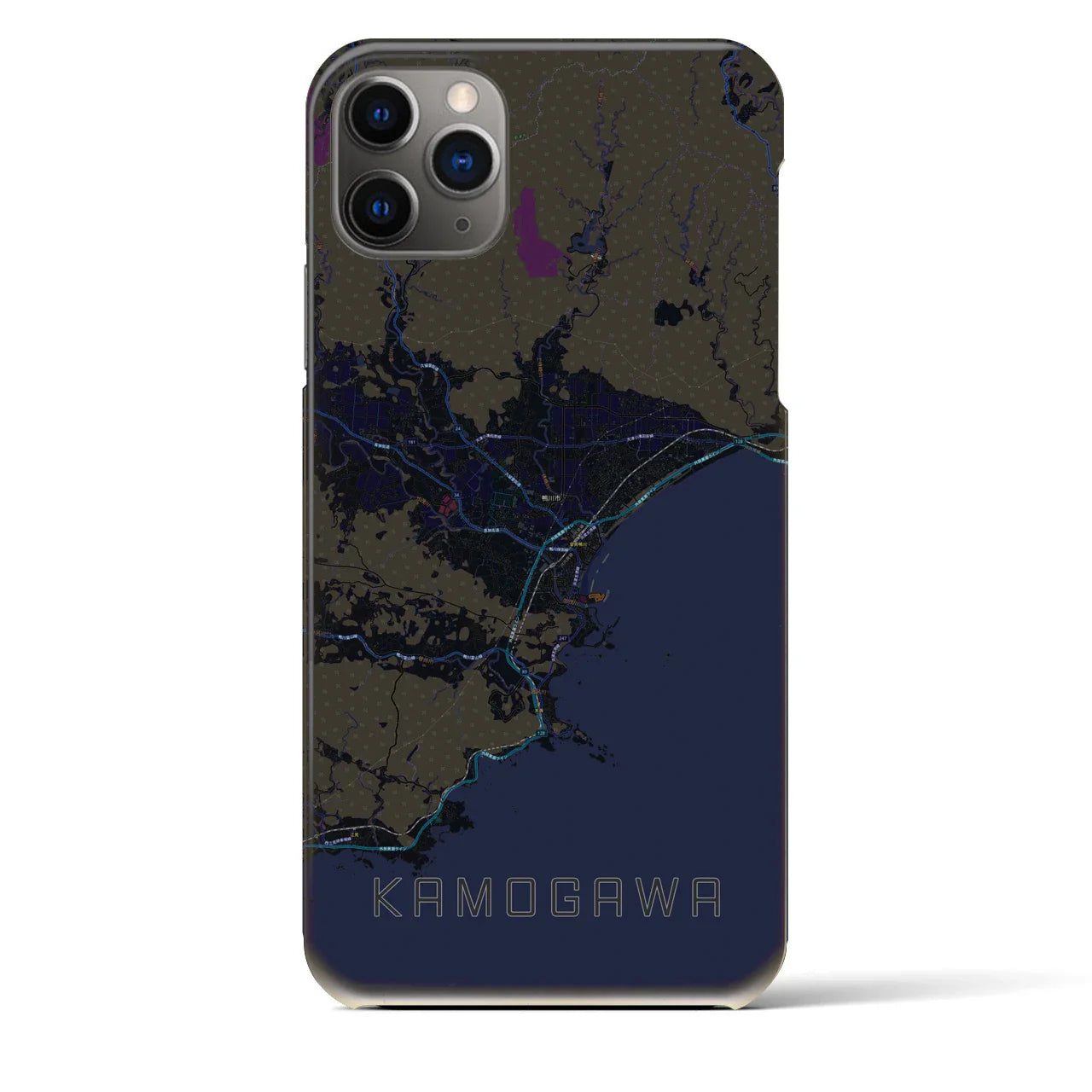 【鴨川(千葉県)】地図柄iPhoneケース(バックカバータイプ)