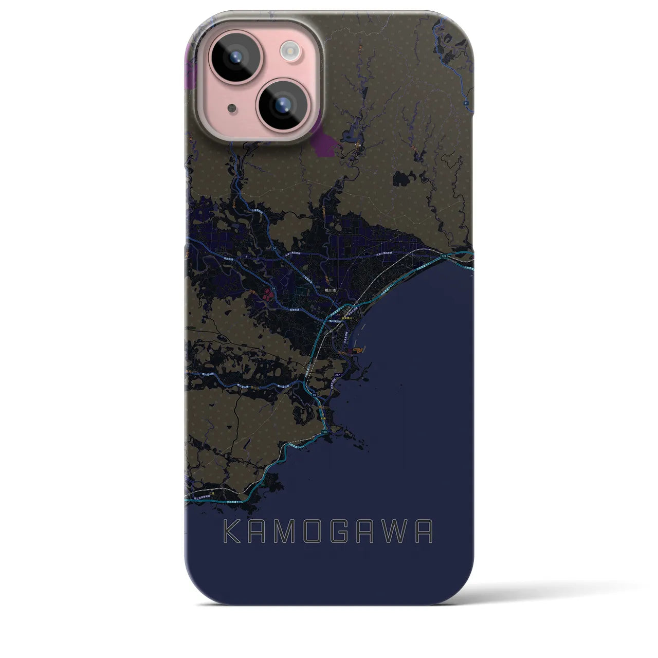 【鴨川(千葉県)】地図柄iPhoneケース(バックカバータイプ)